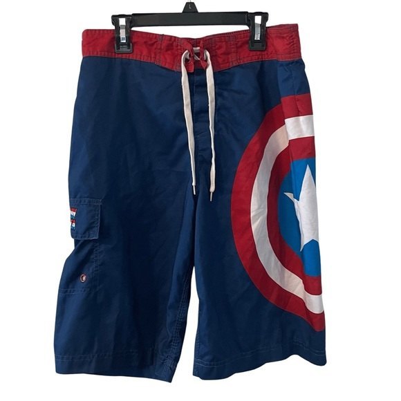 Marvel Captain America Superhero Men's Swim Trunks Medium - Picture 1 of 8